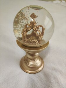 Crown Pedestal Gold Glitter Globe 3.5x8in