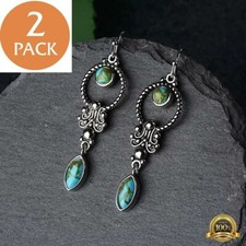 2x Boho Drop Dangle Earrings 925 Silver Plated Ear Hook Women Jewelry Simulated