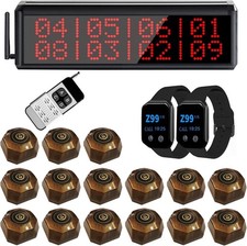 Restaurant Pager System 1600 Feet Wireless Calling System with 1 Display Scr...