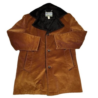 Vintage Maine Guide Congress Corduroy Coat Size 38 L/XL Faux Fur Lined USA Made