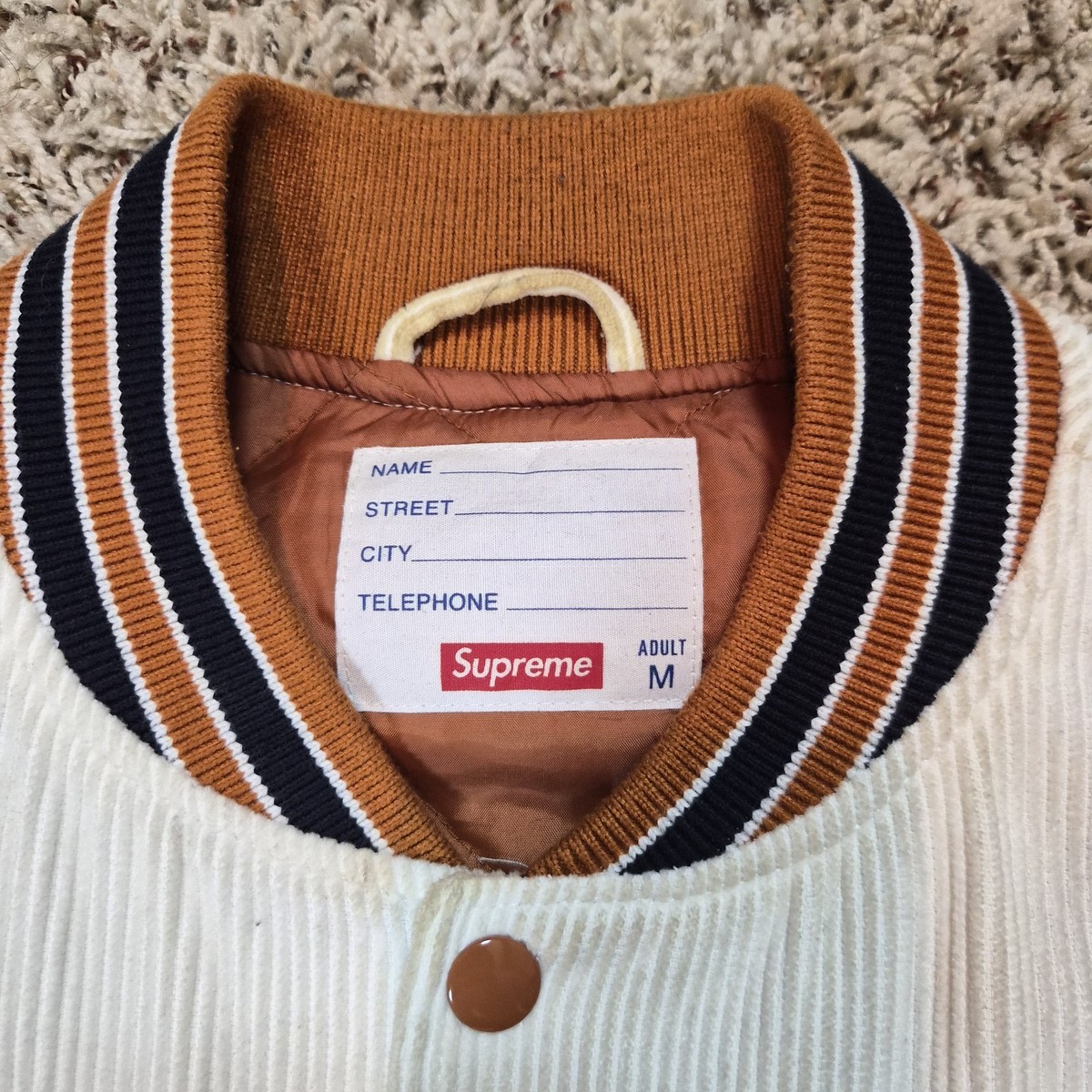 Supreme Old English Corduroy Varsity Jacket | eBay