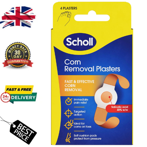 Scholl Corn Removal Plasters with Medicated Discs – Pain Relief for Corns,