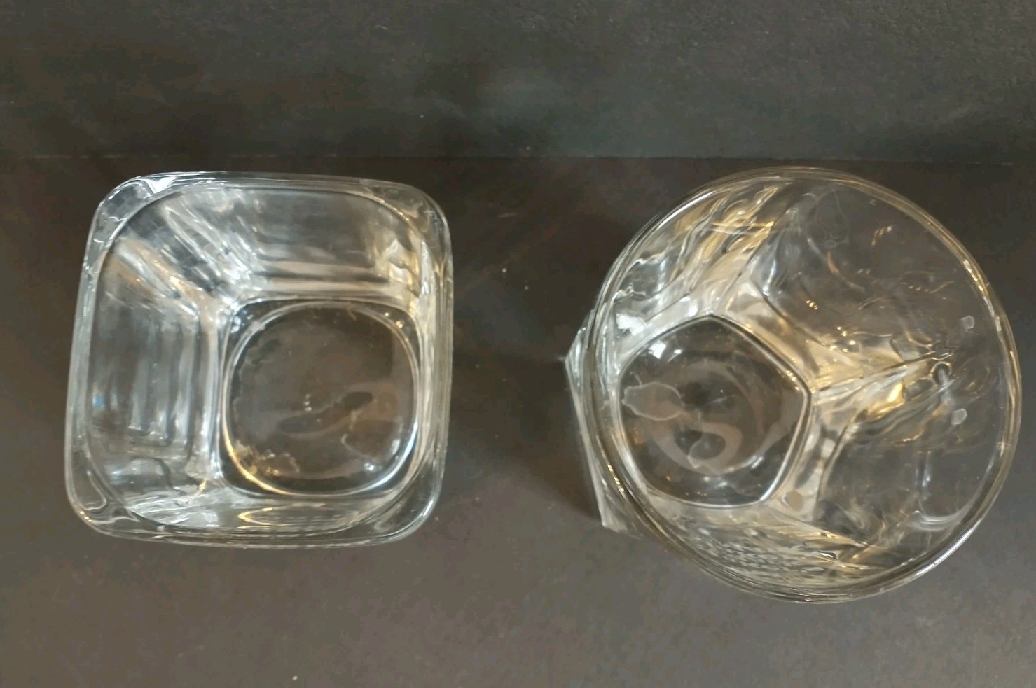 Vintage Set Of 2 Makers Mark Whiskey Glasses One Square And One Round 