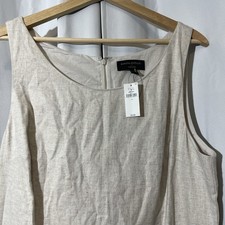 NEW Banana Republic Linen Blend Mini Sheath Zip Dress Neutral Minimal Sz 14