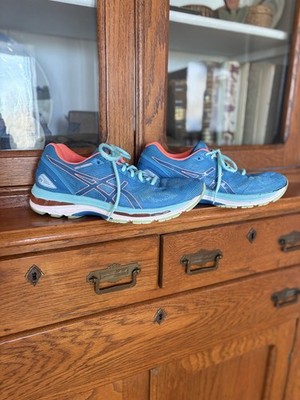 Asics Womens SIZE 9.5 Gel-Nimbus 19 Athletic Running Sneakers Blue Orange Mesh