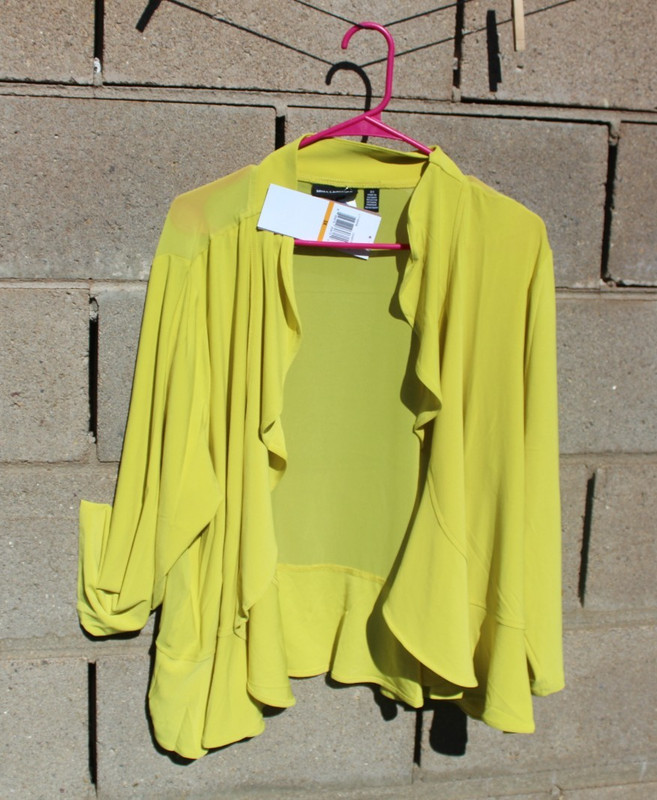 Nina Leonard Cover up shrug Plus size 2x 3x yellow hide arms summer 109OFFER new
