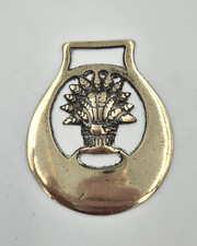 Harvest Festival Wheat Sheaf Antique Horse Brass Medallion Plaque Amulet Pagan