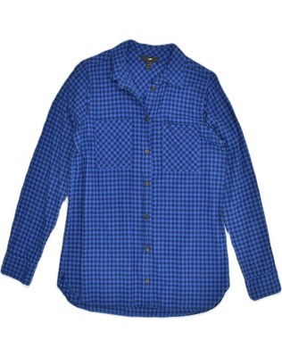 J. Crew Damen Shirt US 4 Small blau Gingham Baumwolle AH09