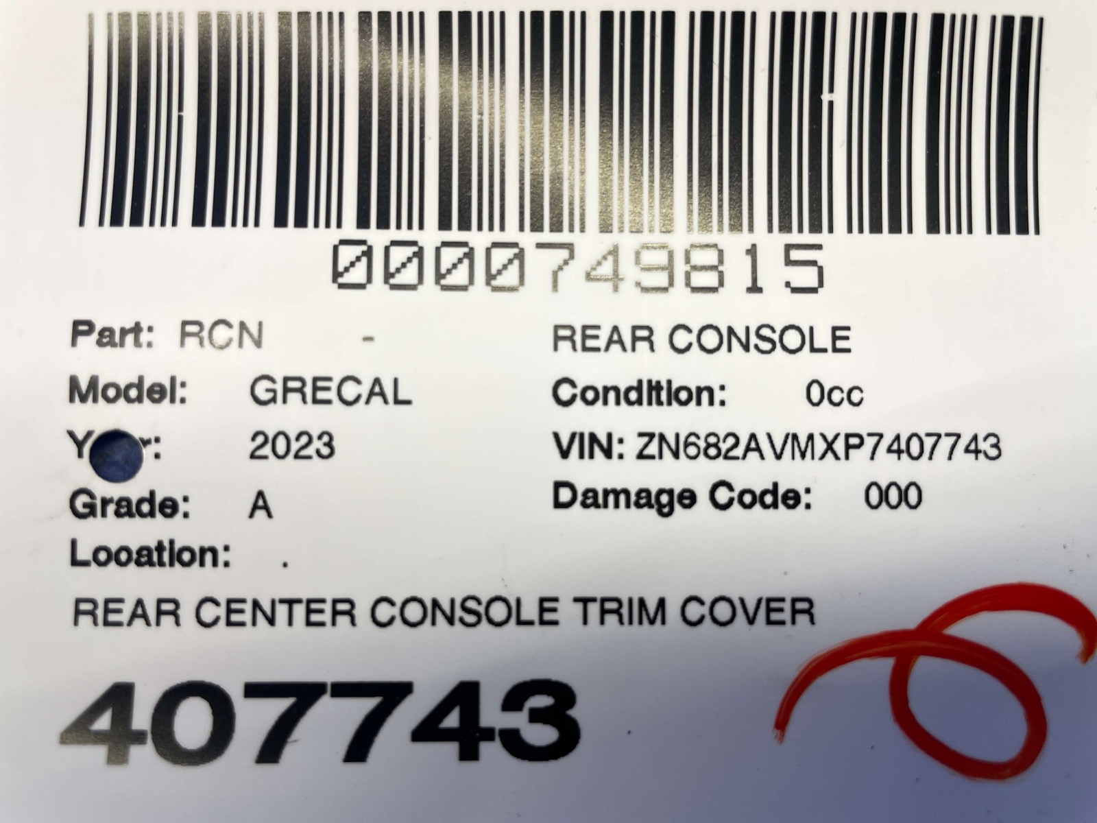 2023-2026 MASERATI GRECALE M182 OEM REAR CONSOLE TRIM W/ CHARGE PORT 670167290