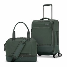 Image of Samsonite Apex XLT 2-Piece Softside Luggage Set Olive Green Cabin Spinner