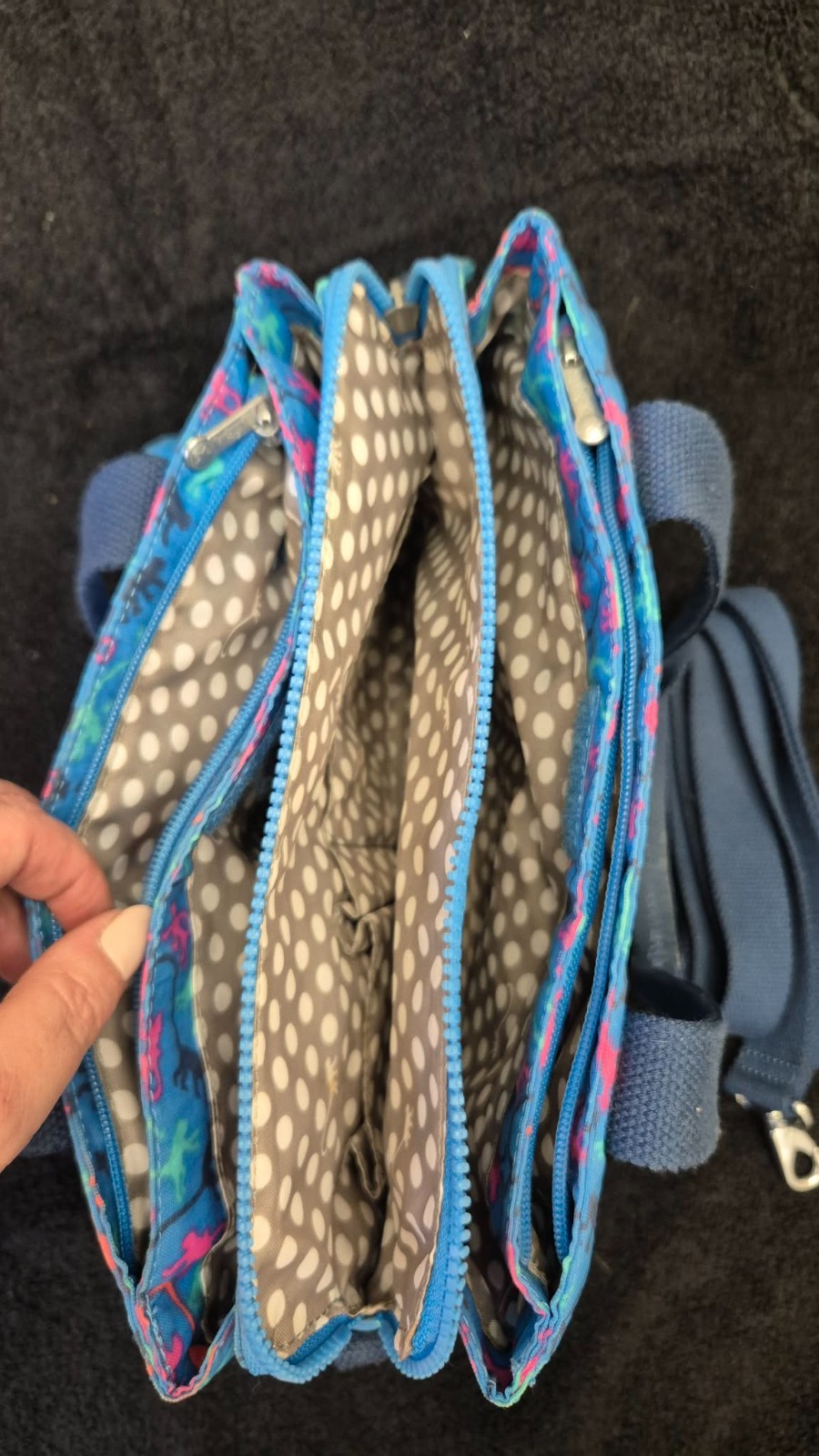 Kipling Nariko Monkey Mania Pattern Sky Blue Bag … - image 3