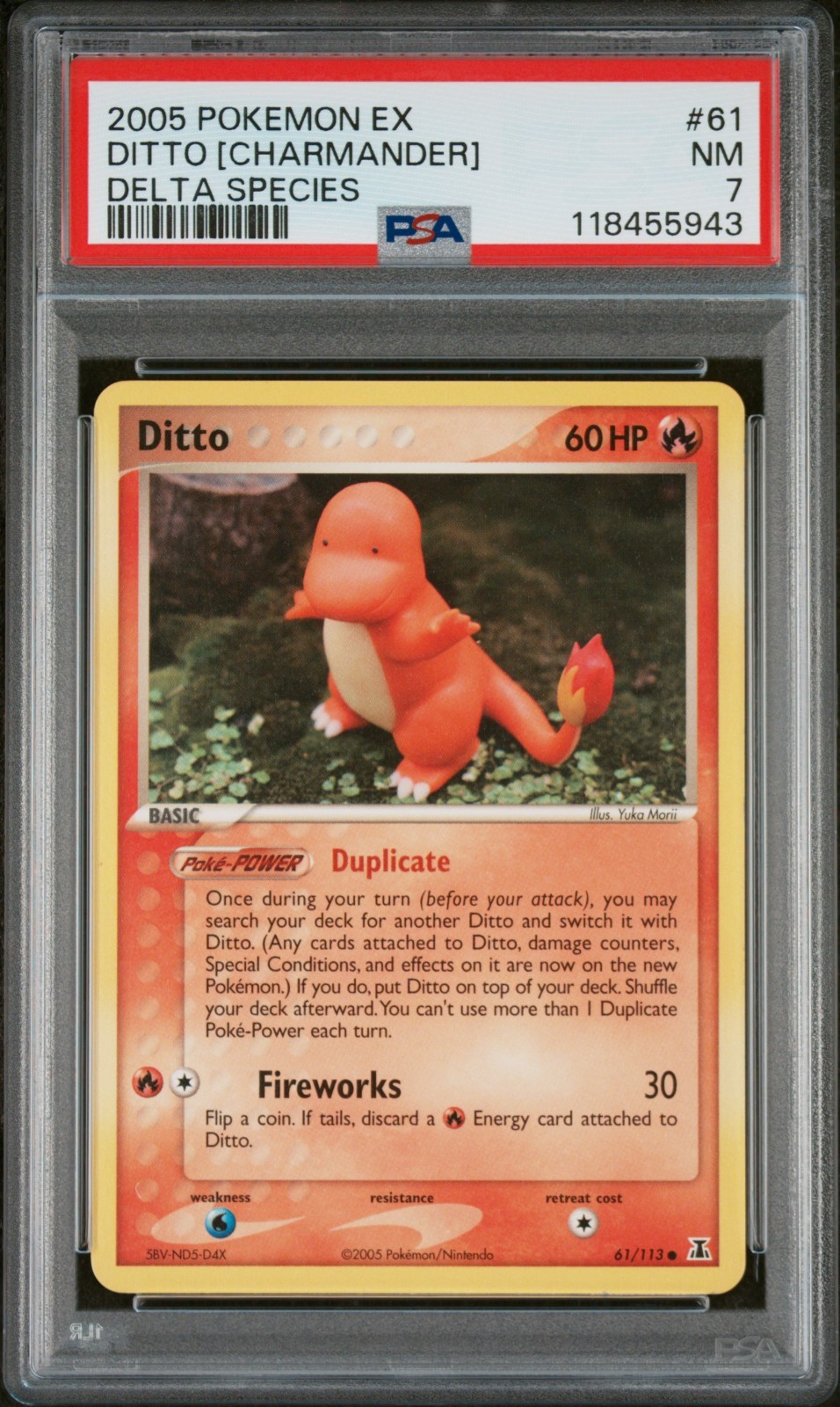 2005 POKEMON EX DELTA SPECIES 61 DITTO [CHARMANDER] PSA NEAR MINT 7