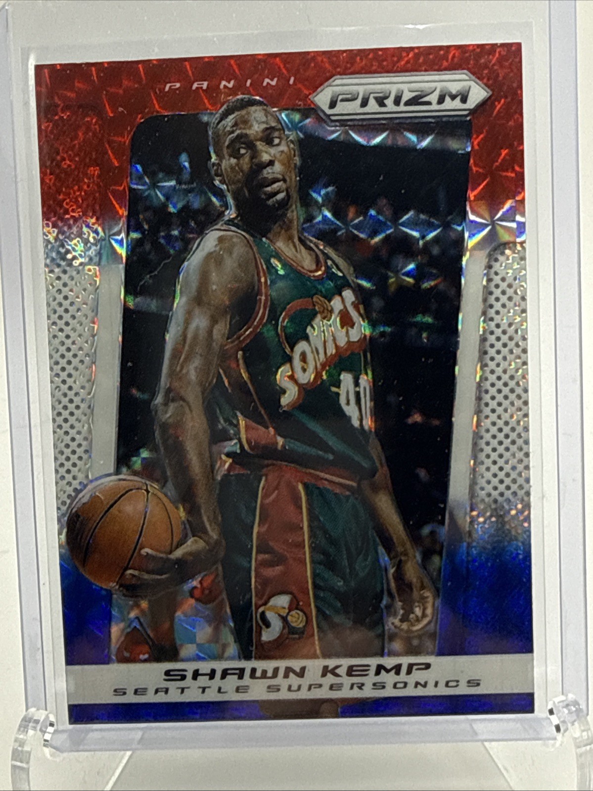 2013-14 Panini Prizm Red White Blue Pulsar #234, SHAWN KEMP, Seattle Supersonics