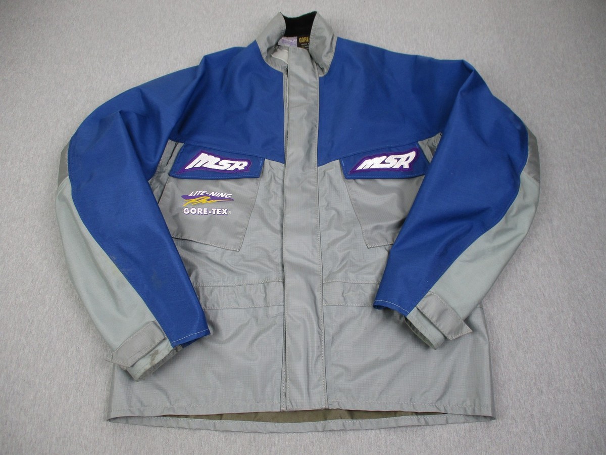 Vintage MSR Motorcycle Racing Jacket Mens Large Gray Blue Gore-Tex