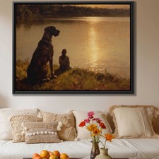 Great Dane Oil Painting Canvas Print Rustic Wall Art Gift for Dog Lovers