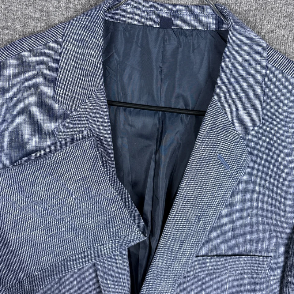 J Crew Thompson Blazer Mens 46R Blue Heather 100% Linen Sport Coat Jacket - Image 2 of 4