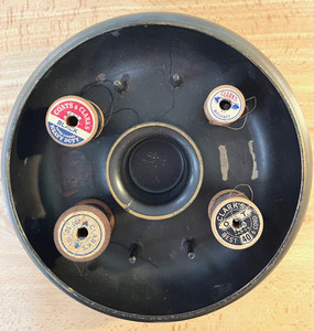 Antique Metal Sewing Caddy - 8" Round