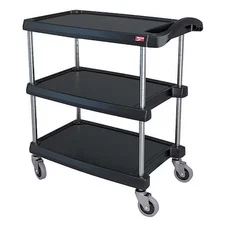 Metro My1627-34Bl Utility Cart With Lipped Plastic Shelves, Polymer (Shelf),