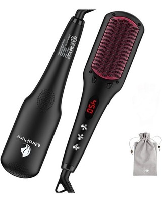 Haarglätterbürste von MiroPure, 2-in-1 Ionenglättbürste mit Anti-