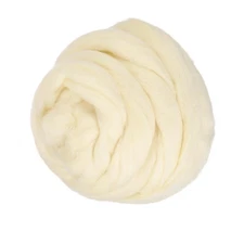 Wool Roving Yarn, 250G/8.8OZ Felting Wool Pure Roving Yarn, Milk White