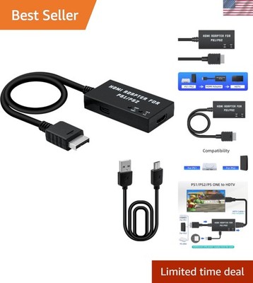 HDMI Adapter for PS2/PS1, for PS1/PS2 to HDMI Adapter Converter Support 4:3/1...