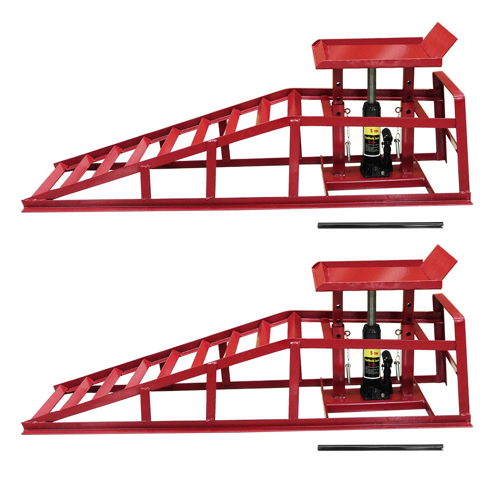 Jack Up Ramps 4 Ton Hydraulic Car Ramps 2Pack Heavy Duty Garage Auto Van Bottle Lift ...