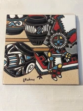 Vtg 1990 Earth Tones The Singing Clay, Hand Painted, Glazed Decorative Tile Art.