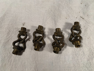 Vtg Cast Brass Art Deco 4 Socket Connectors LOOPs for Ceiling Fixture 2&1/8'' T