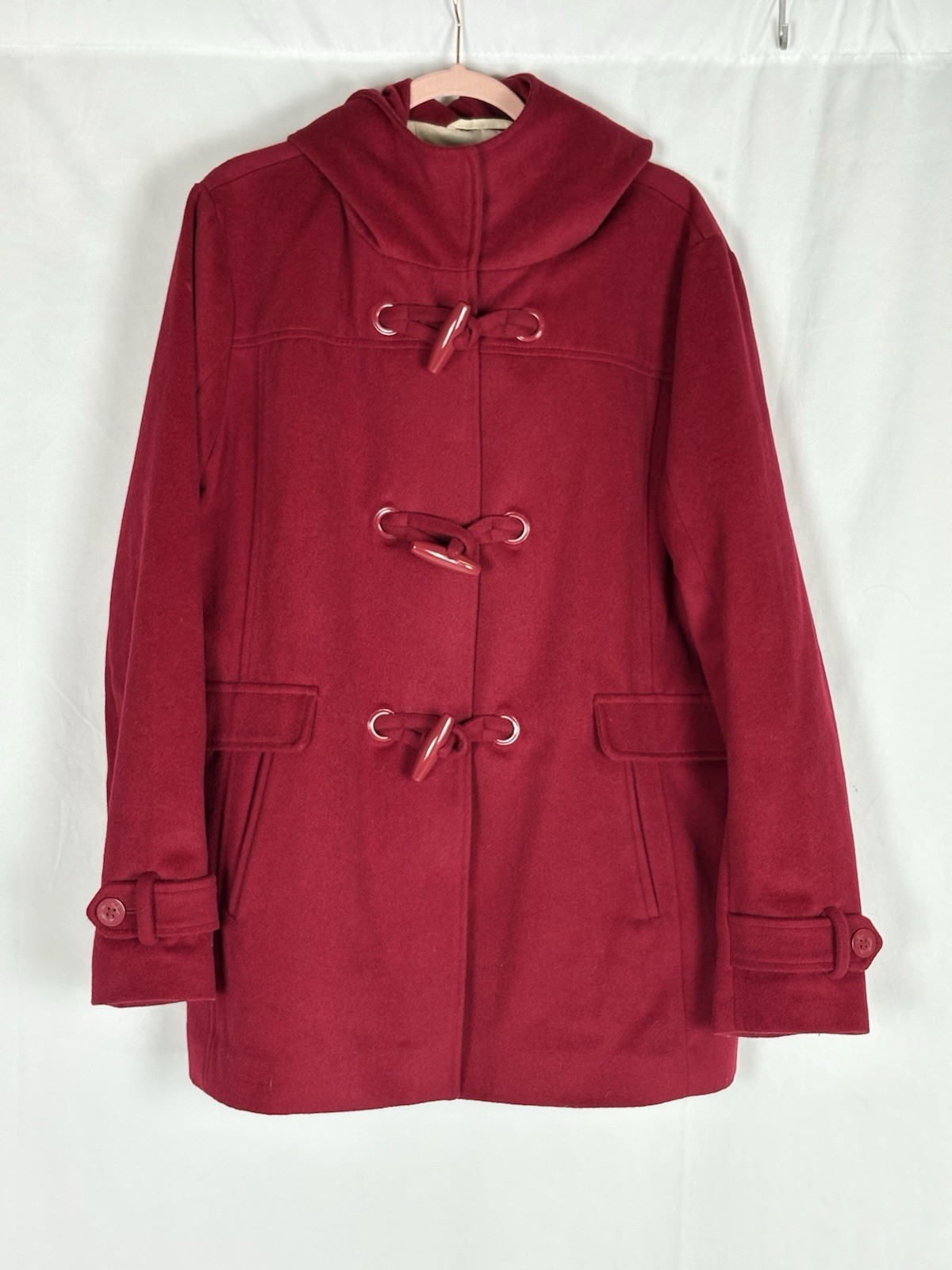 Pendleton Women's Red Wool Toggle Coat W/ Hood Si… - image 7