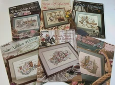 Lot Of 6 Cross Stitch Leisure Arts Paula Vaughan Patterns Floral Tea Rose Theme