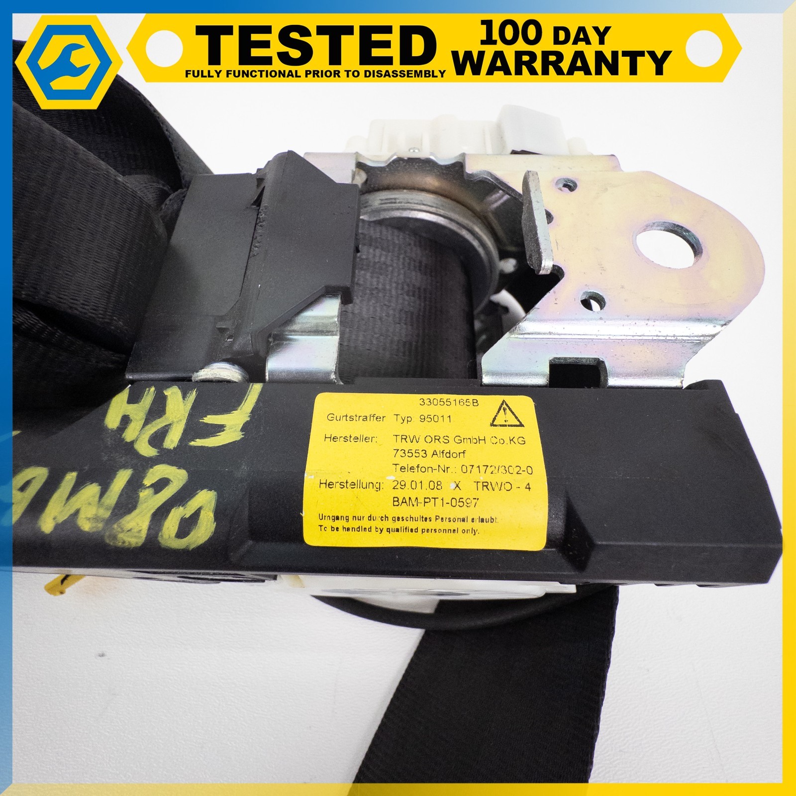 08-19 MASERATI GRANTURISMO FRONT RIGHT PASSENGER SIDE SEAT BELT RETRACTOR OEM