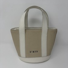 STAUD Micro Allora Leather Tote Bag Beige Ivory Structured Top Handles NO STRAP