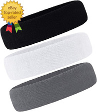 3 Pack Men  Women Sweatband Headband Terry Cloth Moisture Wicking