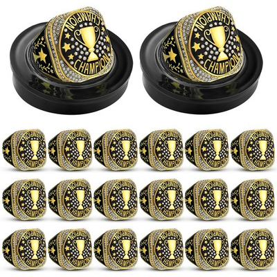 #ad 20 Pcs Football Basketball Softball Championship Rings with Display Neck Chai... $151.85