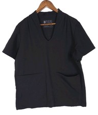 FIGS Women's Size XL Black V-Neck Short Sleeve Scrub Top