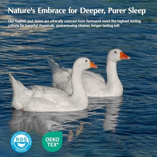  Edredones de fibra de plumón de ganso tamaño edredón, todas las estaciones blanco king Foto 2 de 4