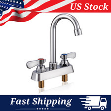 Commercial Sink Faucet 4" Center with 3-1/2" Gooseneck Spout, Brass