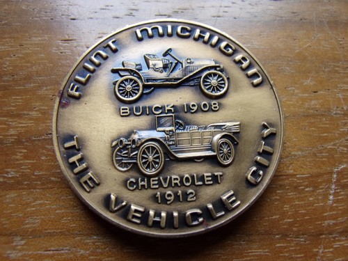 FLINT MICHIGAN 1908 BUICK CHEVY MEDAL TOKEN NICE COND DOLLAR SIZE