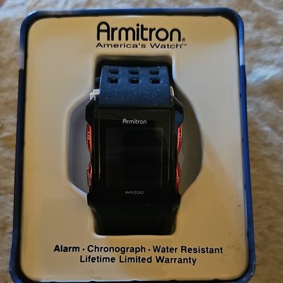 Armitron WR330 Digital Sport Watch Alarm Chronograph WR 30M Black Rubber