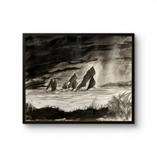 Goat Art 11x14 98# Paper Original Expression Sailing Storm