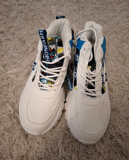 Sneaker Turnschuhe Low Top Weiß/Blau mit Muster, Schnürung, Freizeit, EU 40