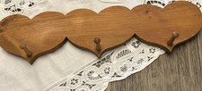 Vintage Wooden 3 Peg Heart Wall Hanging Coat Rack