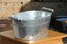 Zinkwanne, Jardinere, oval, hohe Form,mit 2 Holzgriffen,2 Größen wählbar