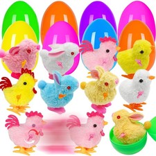 Jumbo 4" Easter Eggs Filled with Wind-up Toys , 8 Pack Colorful Easter Egg Wi...