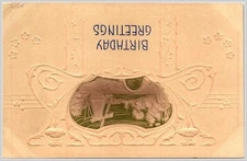 1908 Harrisburg PA Windmill Birthday Postcard Embossed Art Nouveau Divided Back