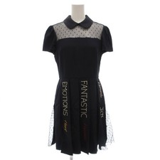 Red Valentino Collared One Piece Dress 38 Short Sleeve Knee Length Lace Switch P