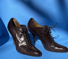 VTG c.90s YSL yves saint laurent  Rive Gauche Brown Leather Boots Rare SZ US7/38