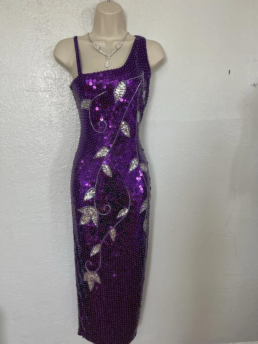 glitter dress ebay Long V-Neck Sequin Sparkly A-Line Red Black Silver Bridesmaid Dresses –  SposaBridal main image 1
