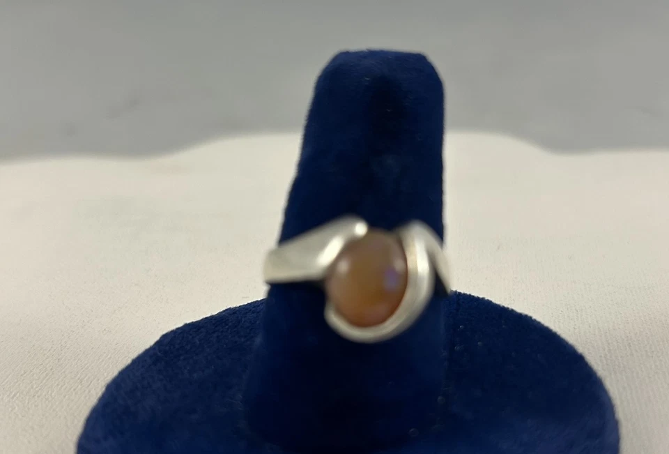 Anel de prata esterlina 925 opala fogo laranja tamanho 6 - Imagem 3 de 4