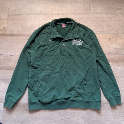 Nike Team De La Salle Spartans Pullover Sweatshirt Mens L Green Mock Neck Button